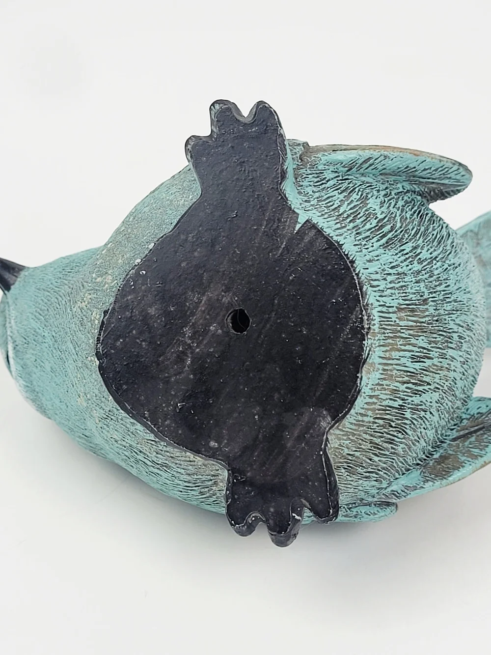 RAZ Imports Resin Stone Textured Chickadee~Ceramic Bitossi Style Bird~Turquoise